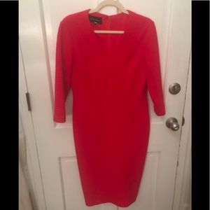 Bold bright red textured sheath dress, elegant 12